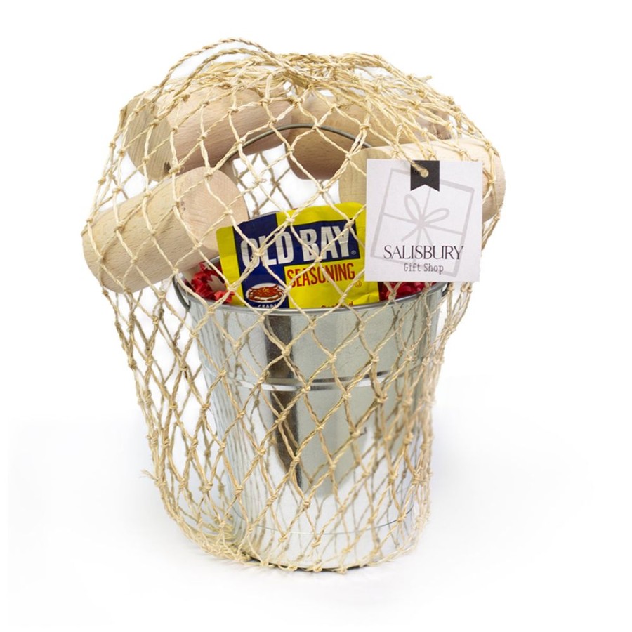 Gifts Salisbury | Salisbury Crab Pail - 4 Knives & 4 Wooden Mallets Gift Set