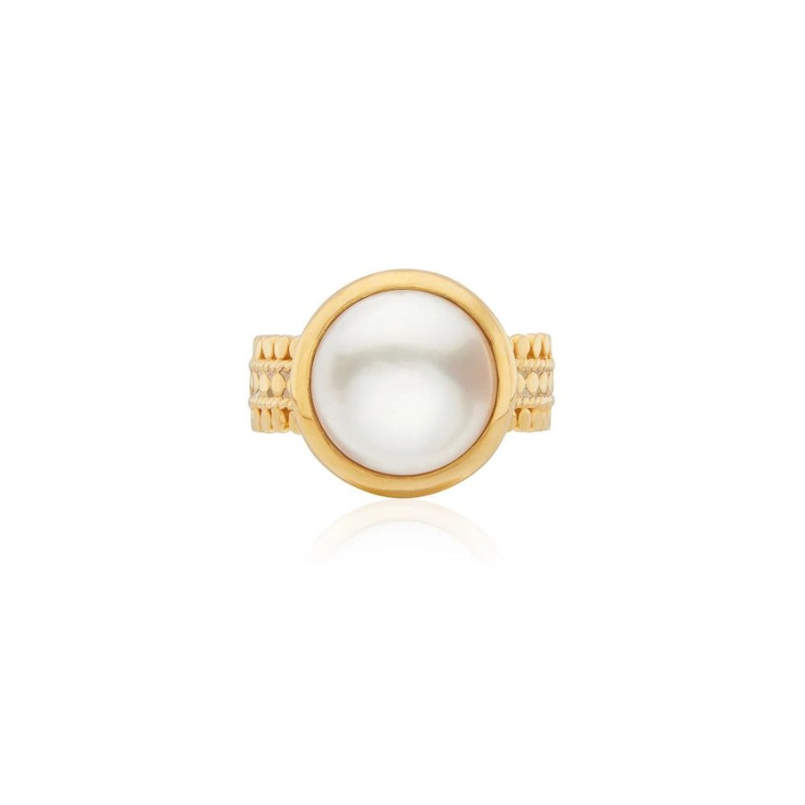 Jewelry Anna Beck | Anna Beck Coin Pearl Scalloped Cocktail Ring