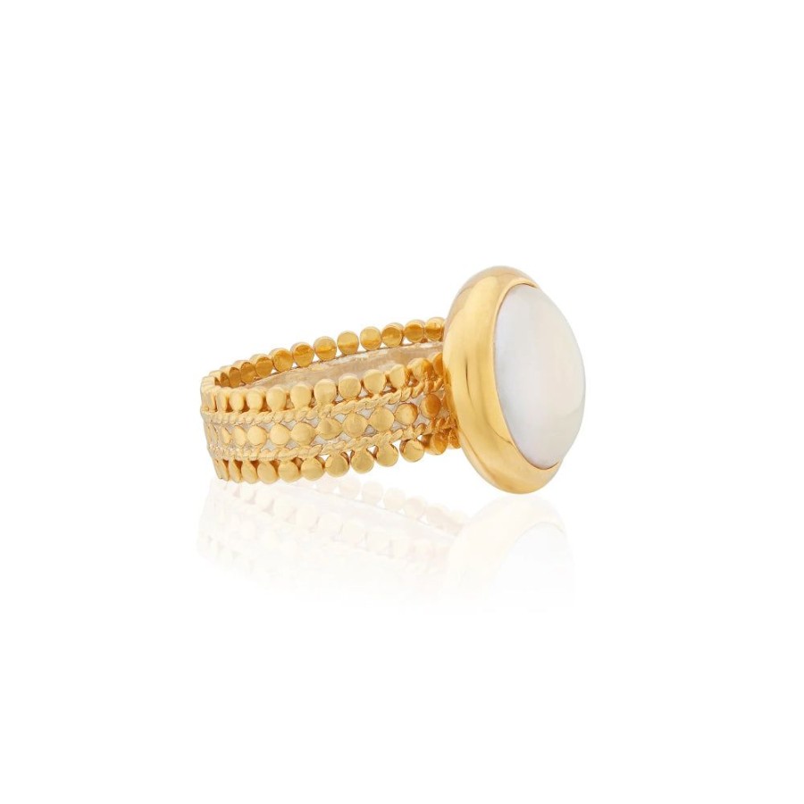 Jewelry Anna Beck | Anna Beck Coin Pearl Scalloped Cocktail Ring