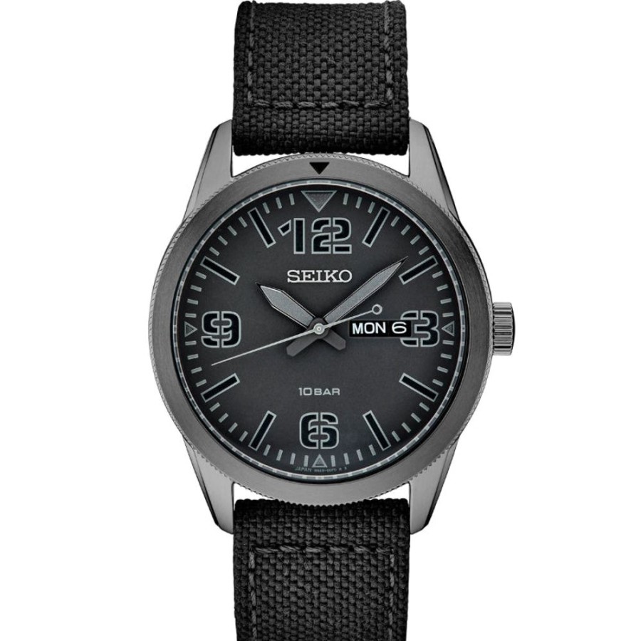 Gifts Seiko | Seiko Essentials Collection 44Mm Quartz Black Ion Dial Nylon Strap