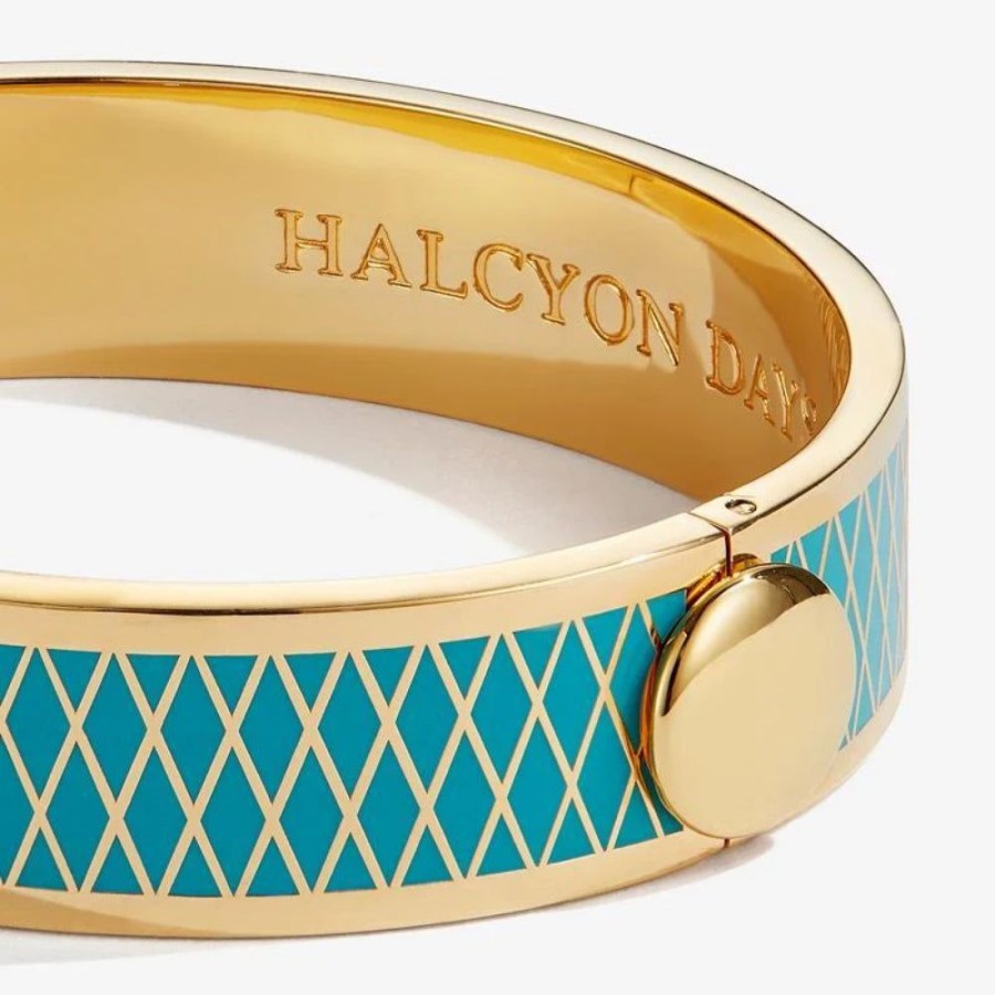 Jewelry Halcyon Days | Halcyon Days 13Mm Parterre Gold Hinged Enamel Bangle