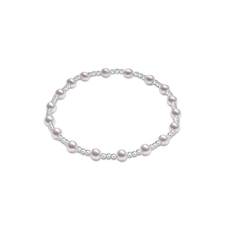 Jewelry enewton | Enewton Classic Sincerity Pattern Sterling 4Mm Bead Bracelet-Pearl