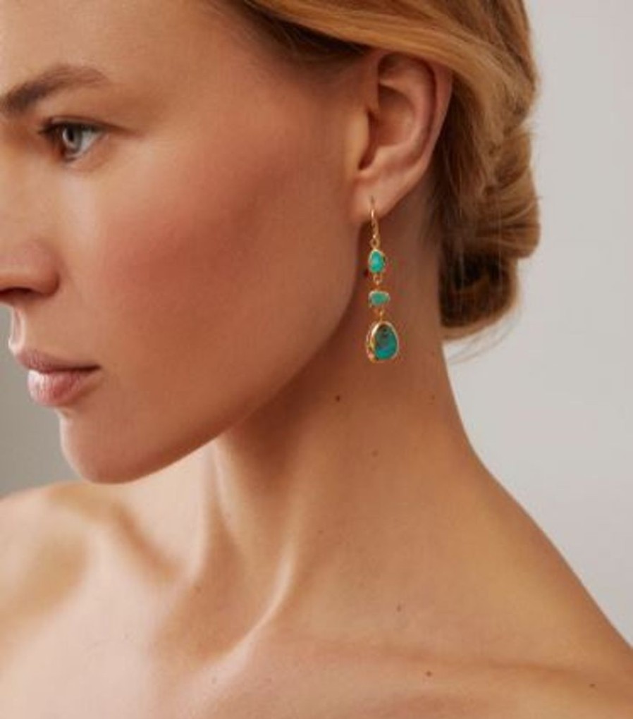 Jewelry Anna Beck | Anna Beck Turquoise Asymmetrical Triple Drop Earrings