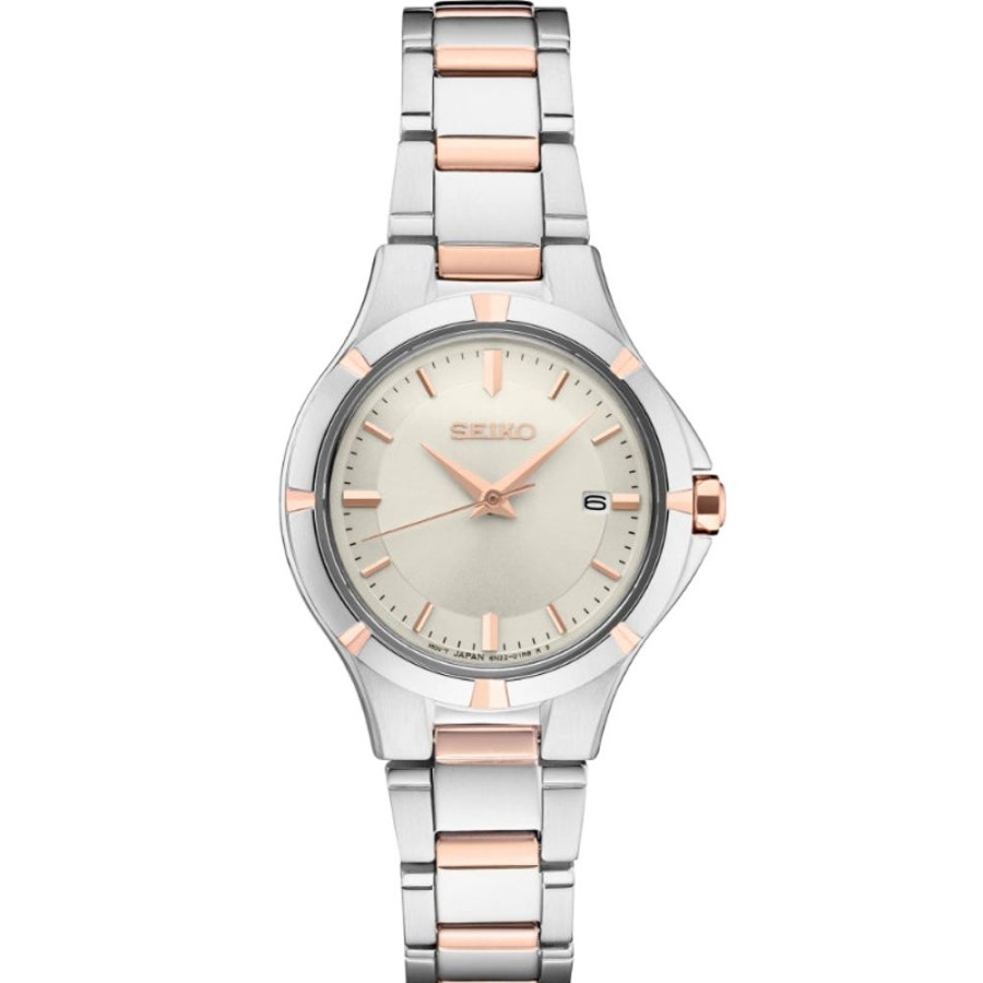 Timepieces Seiko | Seiko Essentials Collection White Sunray Two-Tone Quartz Sur416