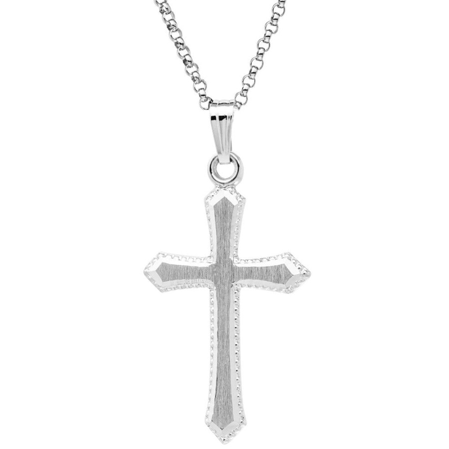 Jewelry Smyth Jewelers | Sterling Silver Beaded Edge Cross Pendant Necklace