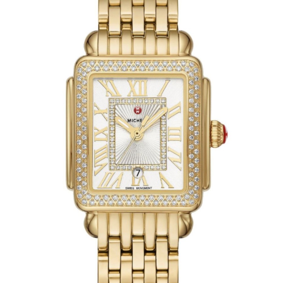 Timepieces Michele | Michele Deco Madison Mid 18K Gold Diamond Watch