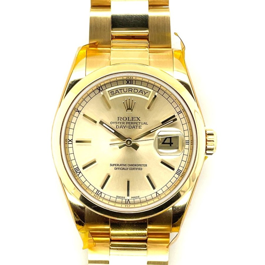 Timepieces Smyth Jewelers | Estate Gents Rolex Day-Date With Champagne Dial In 18K Yellow Gold