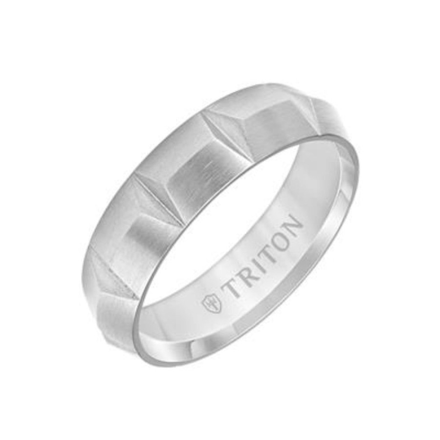 Jewelry Frederick Goldman | Men'S 6Mm Titanium Carved Wedding Band