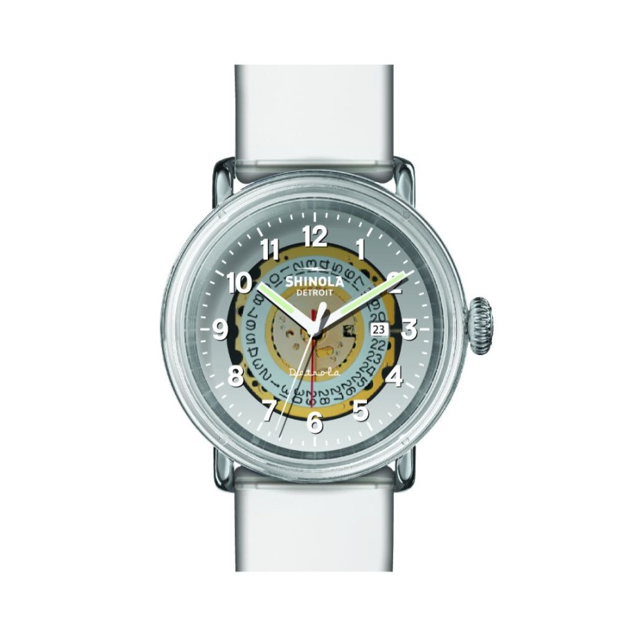 Timepieces Shinola | Shinola Detrola "The Middle Child" 43Mm Translucent Dial Grey Rubber Q