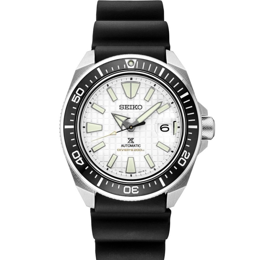 Timepieces Seiko | Seiko Prospex Collection 44Mm White Dial Stainless Diver Automatic