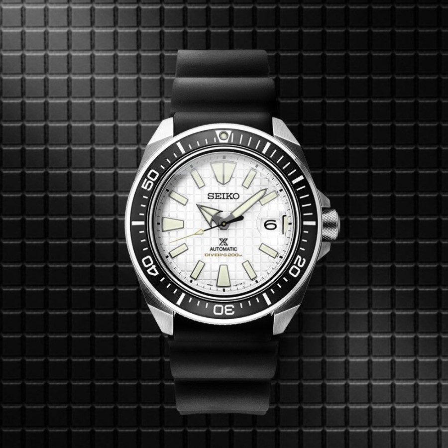 Timepieces Seiko | Seiko Prospex Collection 44Mm White Dial Stainless Diver Automatic