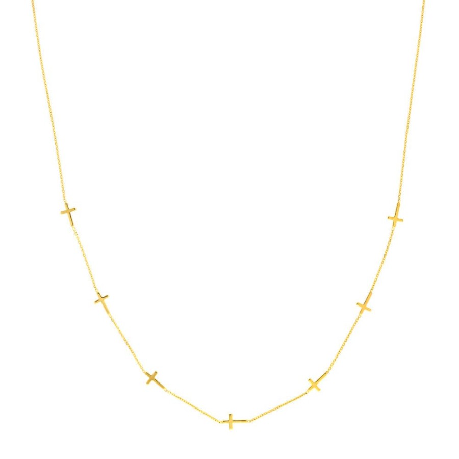 Jewelry Smyth Jewelers | 14K Yellow Gold Mini Cross Station Necklace