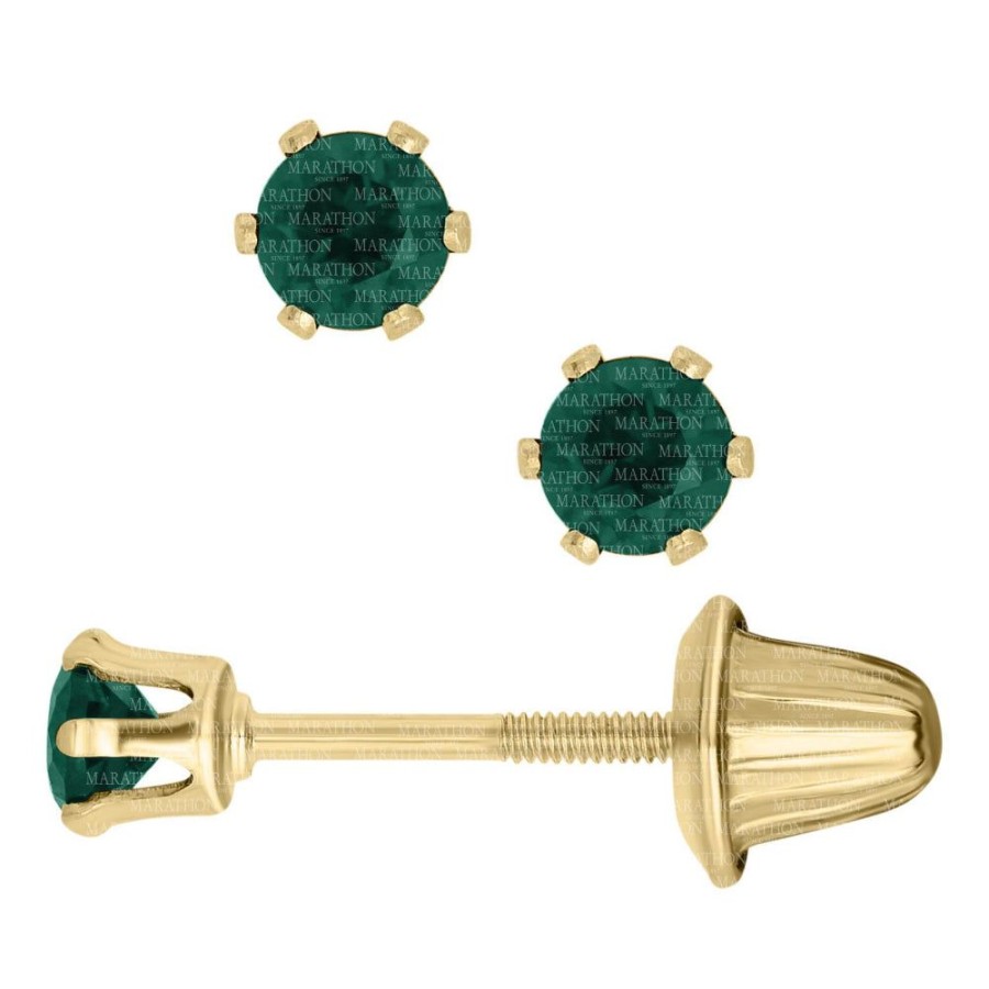 Jewelry Smyth Jewelers | 14K Yellow Gold Children'S Emerald Stud Earrings