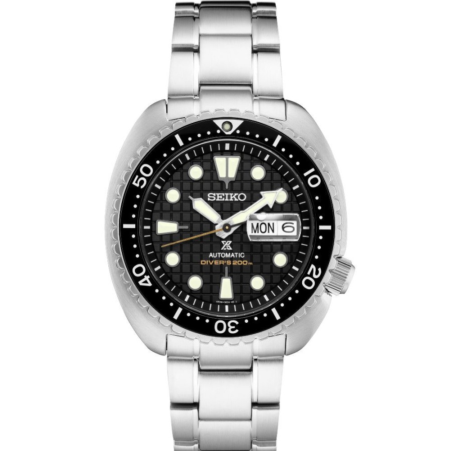 Timepieces Seiko | Seiko Prospex Collection 45Mm Black Patterned Dial Diver Automatic Srp