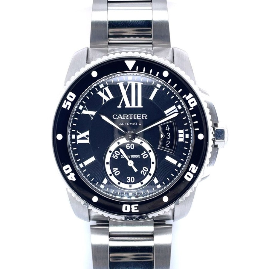 Timepieces Smyth Jewelers | Estate Gents Cartier Calibre De Cartier Diver With Black Dial In Stain