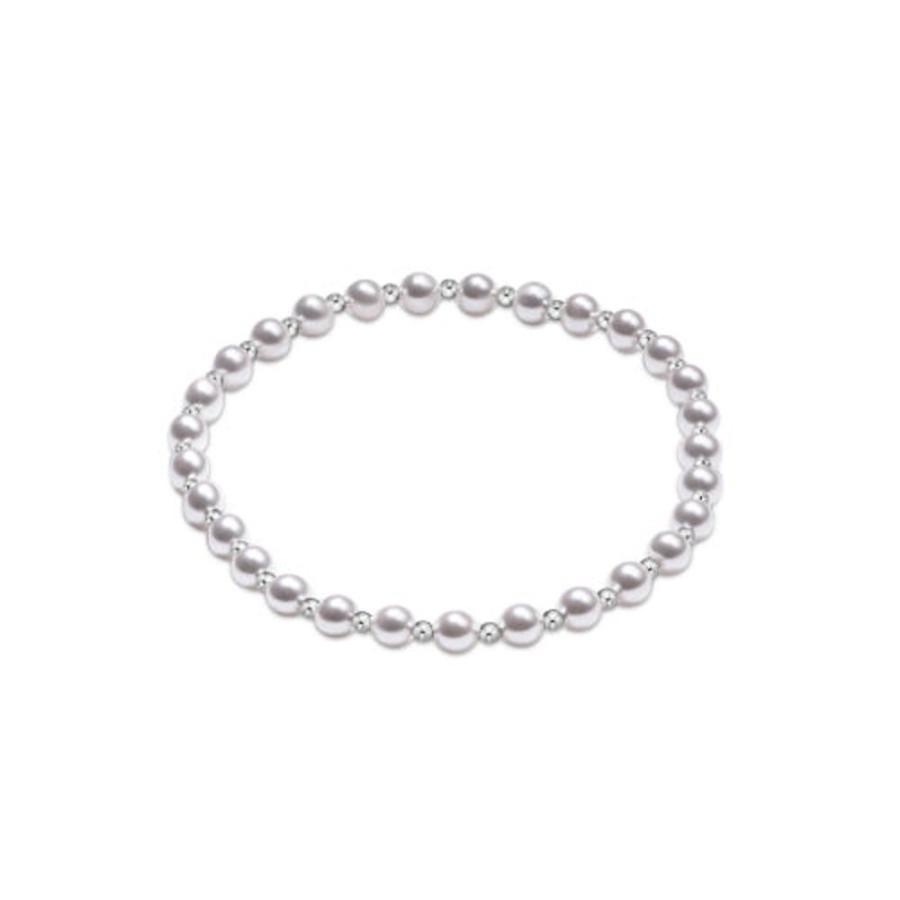 Jewelry enewton | Enewton Classic Grateful Pattern Sterling 4Mm Bead Bracelet-Pearl