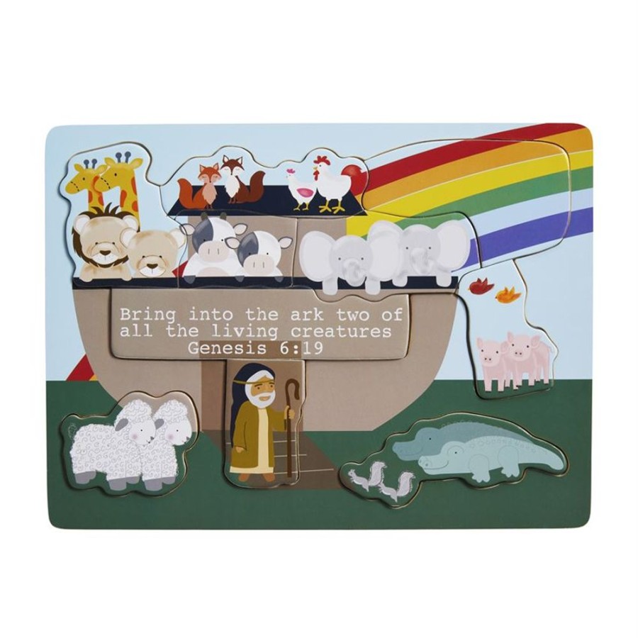 Gifts Mud Pie | Mud Pie Noah'S Ark Wood Puzzle