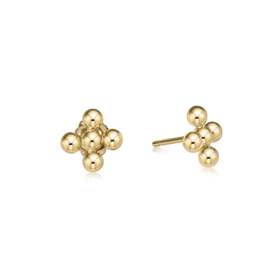 Jewelry enewton | Enewton Classic 3Mm Beaded Signature Cross Stud - Gold