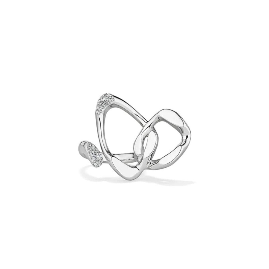 Jewelry Judith Ripka | Judith Ripka Sterling Silver Gaia Two-Finger Ring With Diamonds