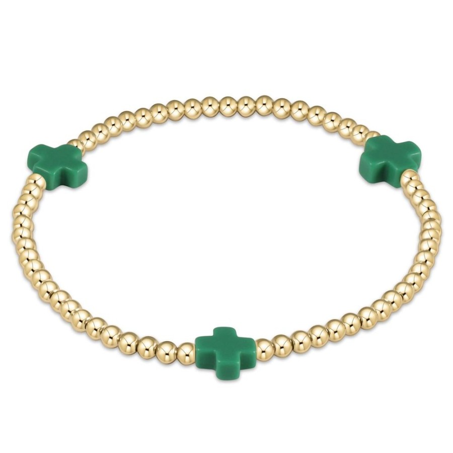 Jewelry enewton | Enewton Signature Cross Gold Pattern 3Mm Bead Bracelet