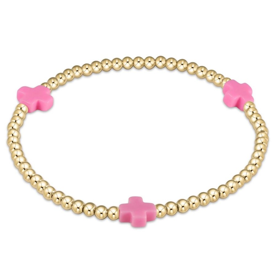 Jewelry enewton | Enewton Signature Cross Gold Pattern 3Mm Bead Bracelet