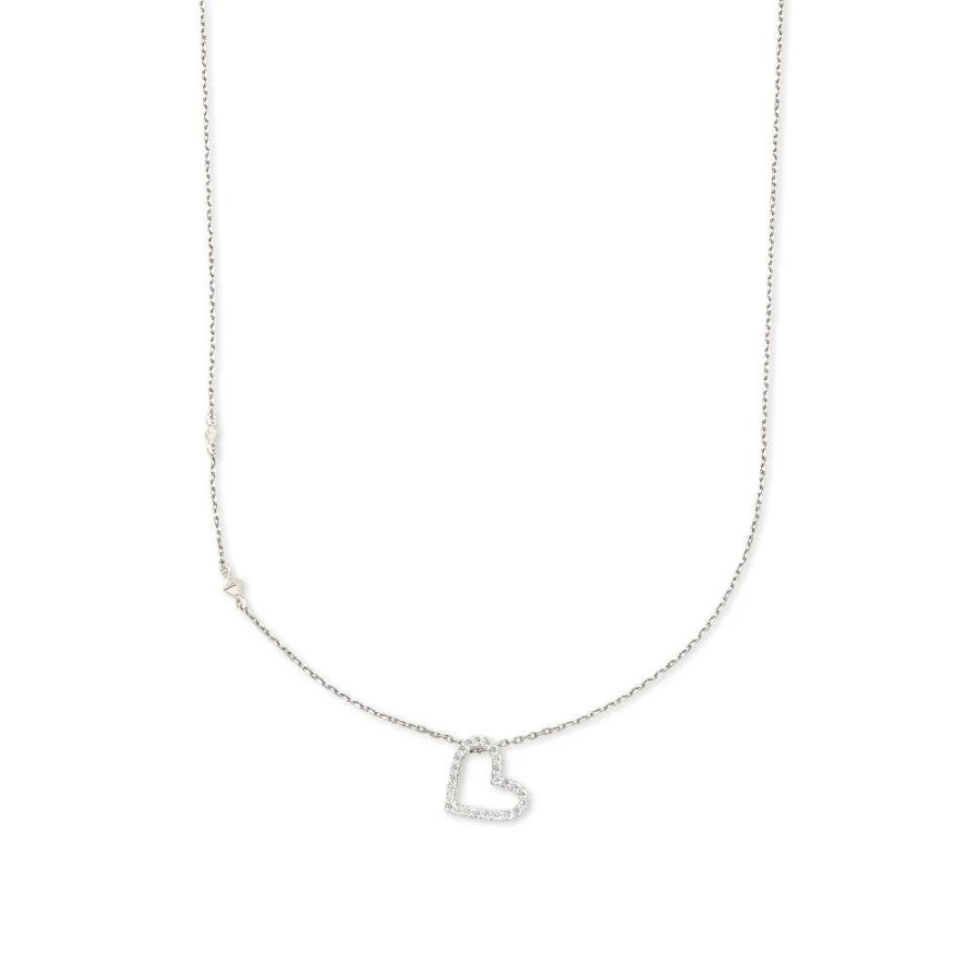 Jewelry Kendra Scott | Kendra Scott Open Heart 14K Gold Pendant Necklace In White Diamond