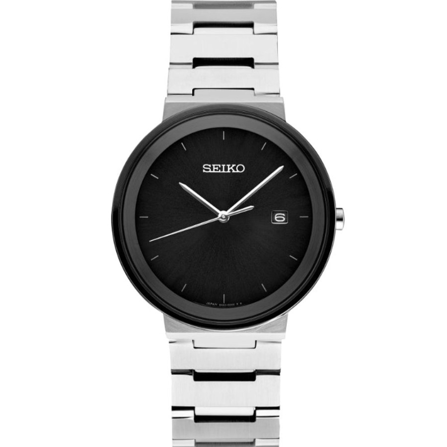 Gifts Seiko | Seiko Essential Contemporary Minimalist Design Black Dial Quartz, Sur4