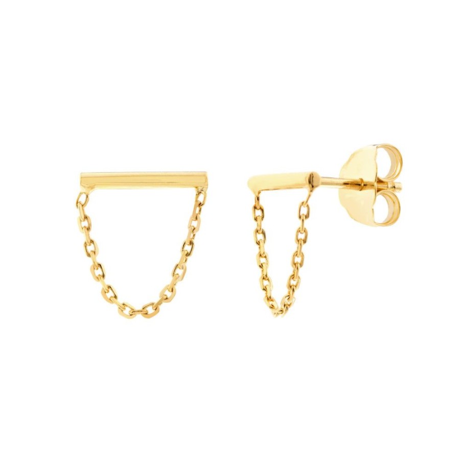 Jewelry Smyth Jewelers | 14K Yellow Gold Petite Chain Drape Stud Earrings