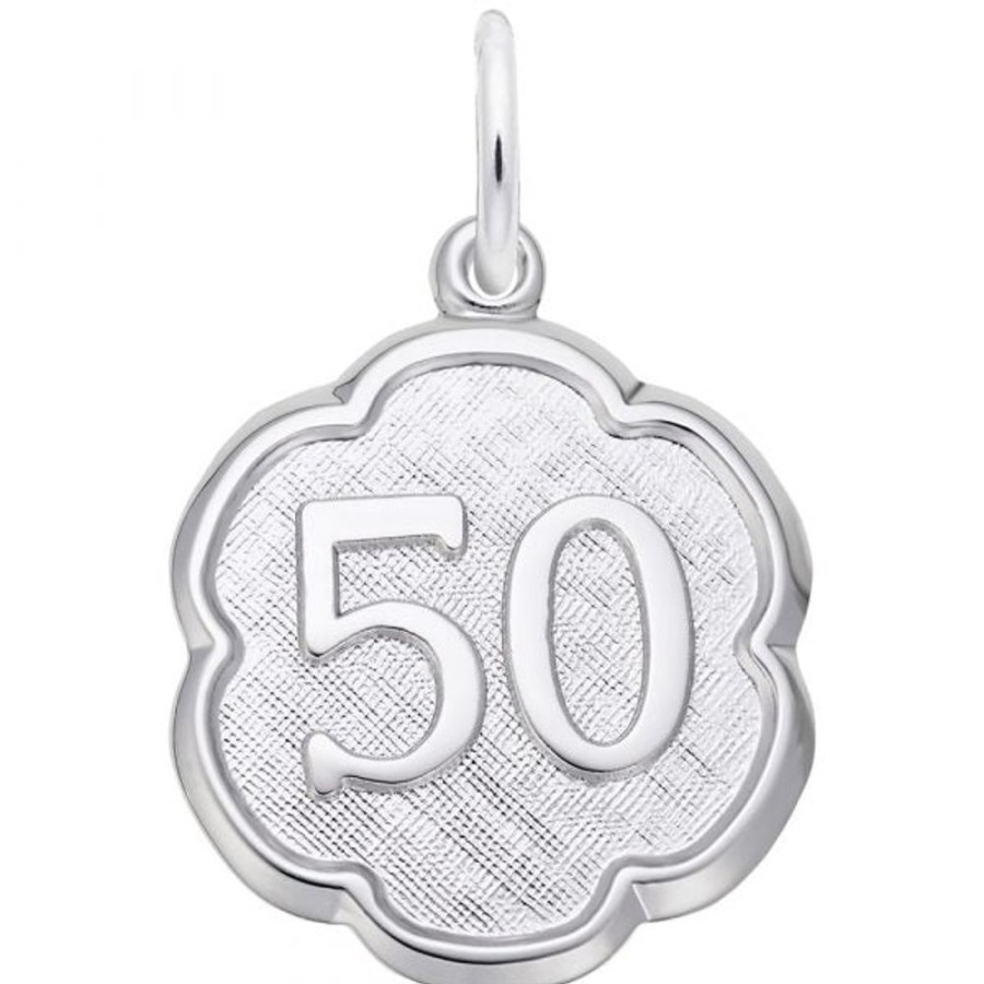 Jewelry Rembrandt | Sterling Silver Number 50 Scalloped Edge Charm