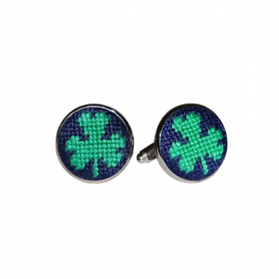 Jewelry Smathers u0026 Branson | Smathers & Branson Shamrock Needlepoint Cufflinks