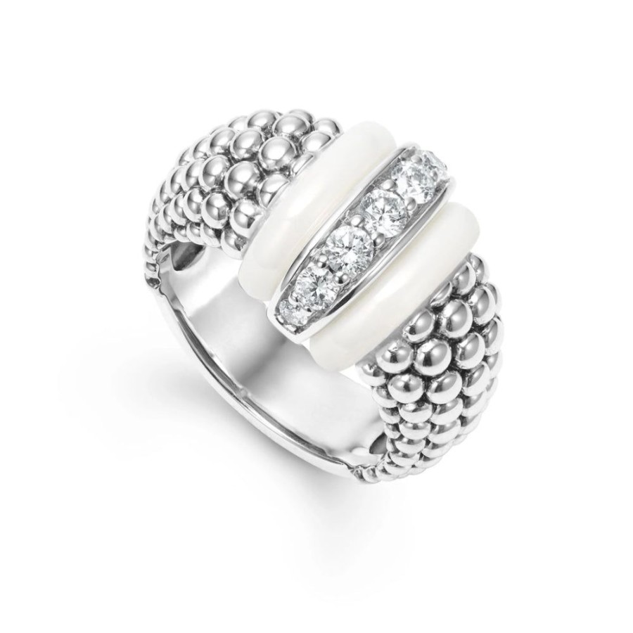 Jewelry Lagos | Lagos White Caviar Ceramic Diamond Ring