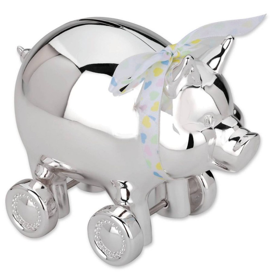 Gifts Reed u0026 Barton | Reed & Barton Piggy With Wheels Silverplate Bank