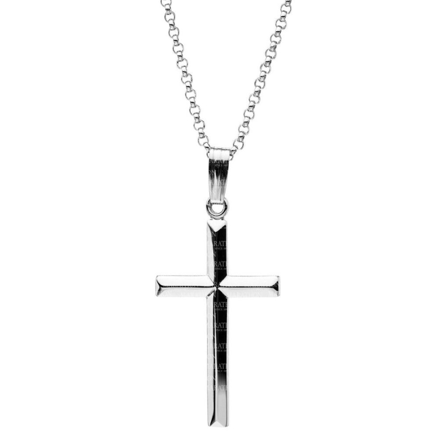 Jewelry Smyth Jewelers | Sterling Silver Beveled Cross Pendant Necklace 20"