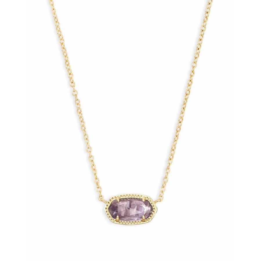 Jewelry Kendra Scott | Kendra Scott Elisa Gold Short Pendant Necklace In Purple Amethyst