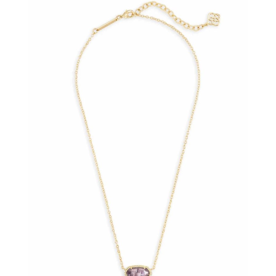 Jewelry Kendra Scott | Kendra Scott Elisa Gold Short Pendant Necklace In Purple Amethyst