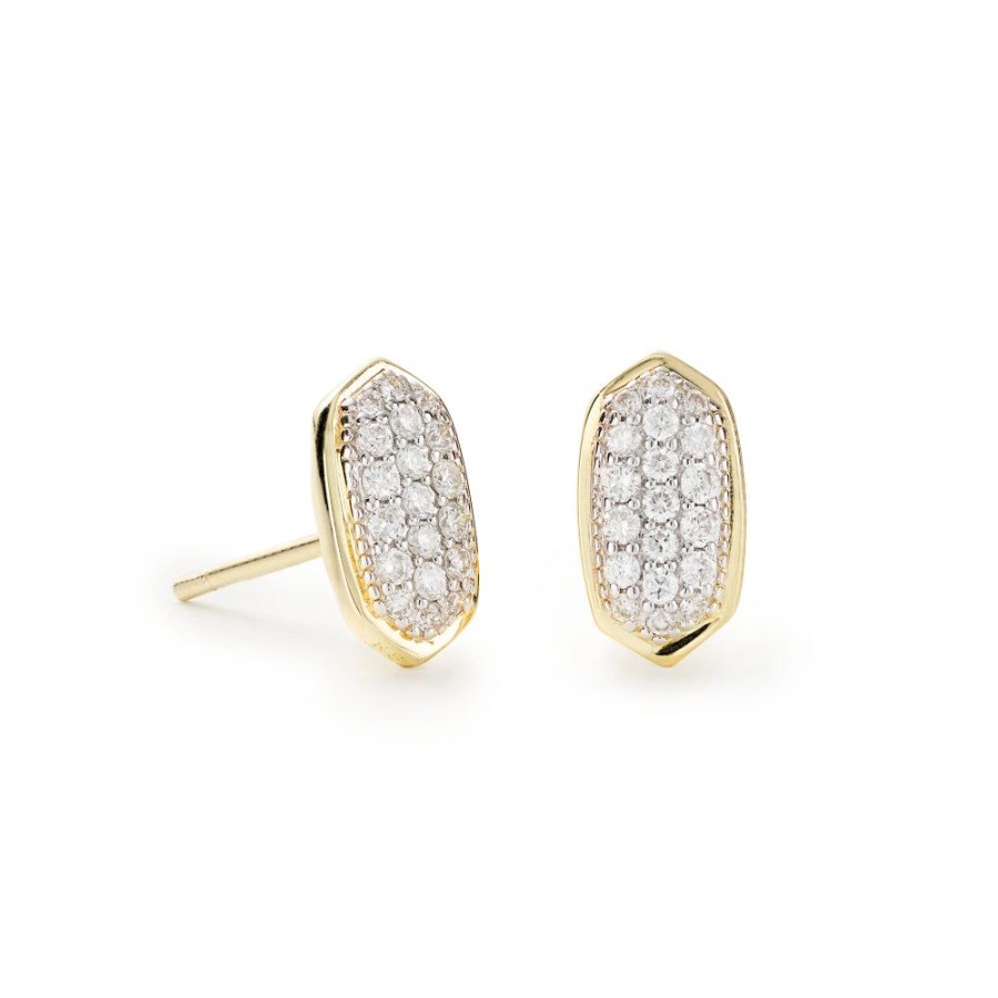 Jewelry Kendra Scott | Kendra Scott Amelee 14K Gold Stud Earrings In Pave Diamond