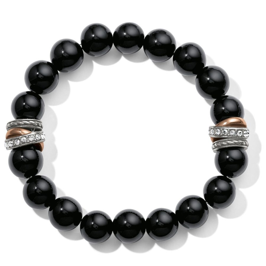 Jewelry Brighton | Brighton Neptune'S Rings Black Agate Stretch Bracelet