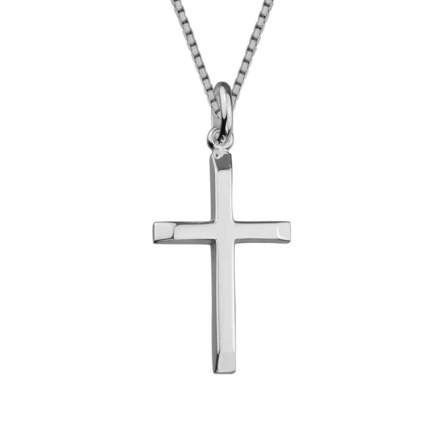 Jewelry Smyth Jewelers | Sterling Silver Cross With Slanted Ends Necklace