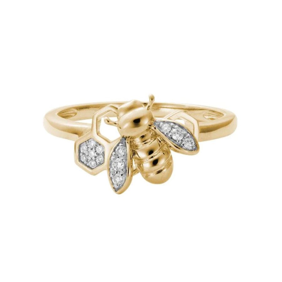 Jewelry Smyth Jewelers | 14K Bee And Honeycomb Ring With Diamonds