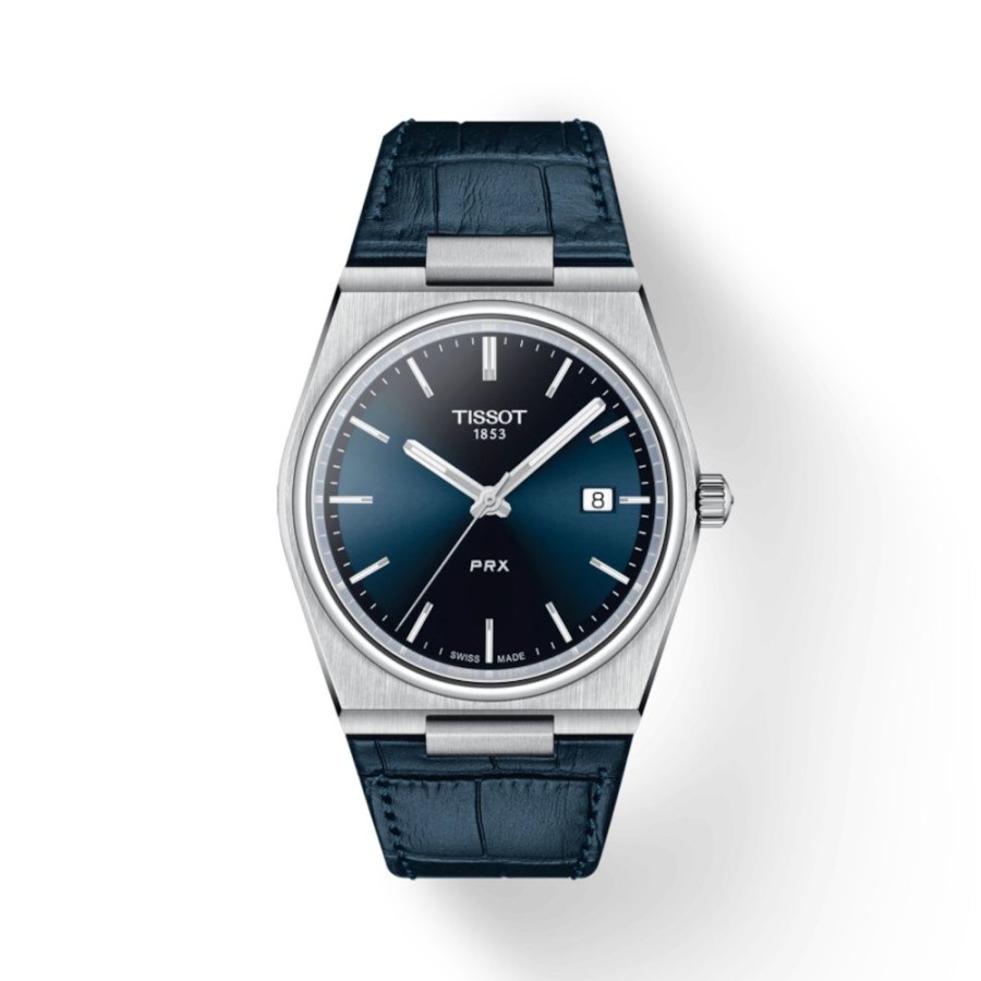 Timepieces Tissot | Tissot Gents Prx 40Mm Quartz Steel/Blue Leather