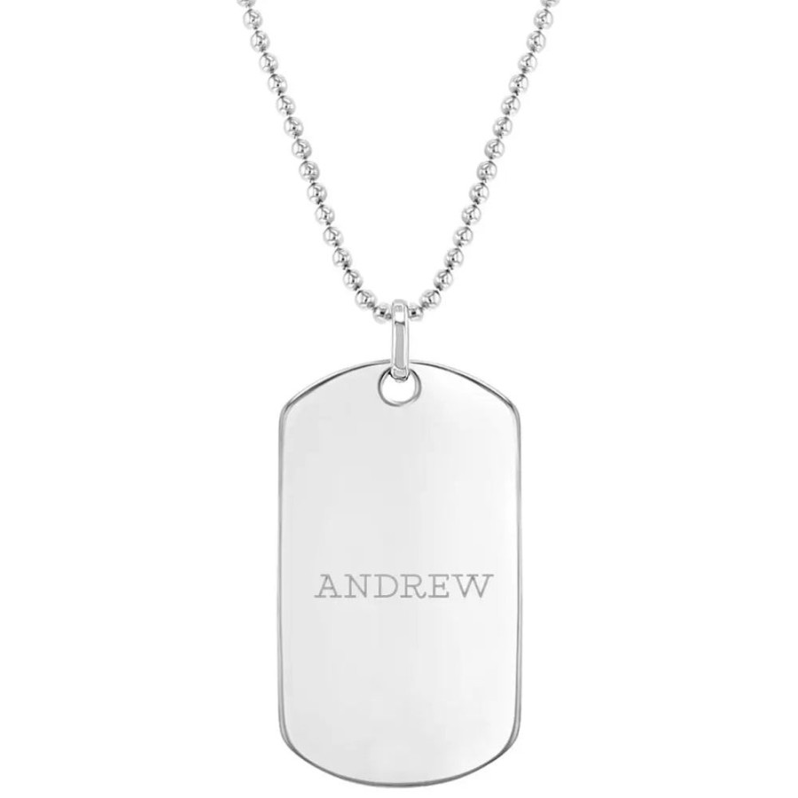 Jewelry Smyth Jewelers | Children'S Sterling Silver Personalized Chain Id Tag Pendant Necklace