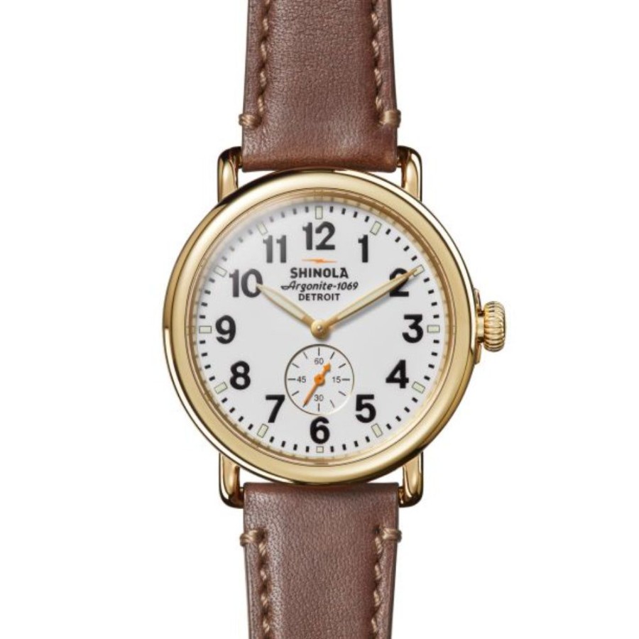 Timepieces Shinola | Shinola Gents 41Mm Runwell - White/Leather