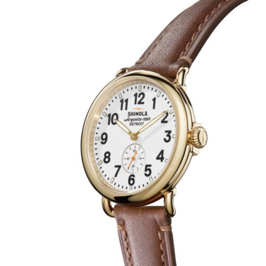 Timepieces Shinola | Shinola Gents 41Mm Runwell - White/Leather