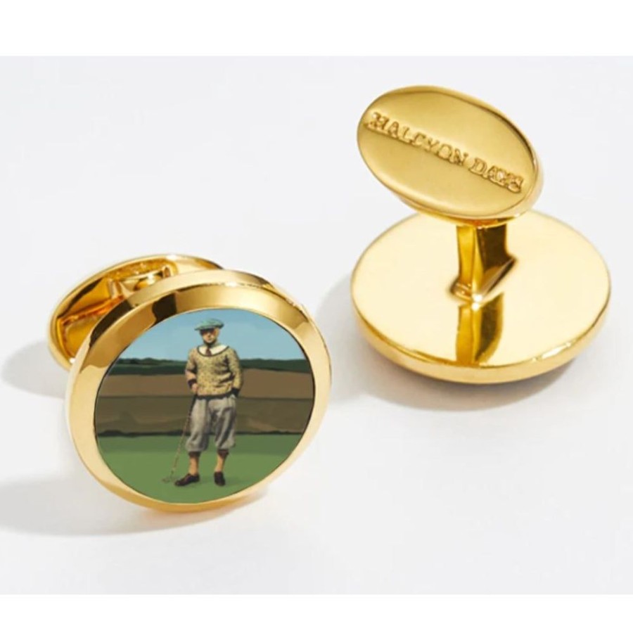 Gifts Halcyon Days | Halcyon Days 1920'S Golfer Round Cufflinks