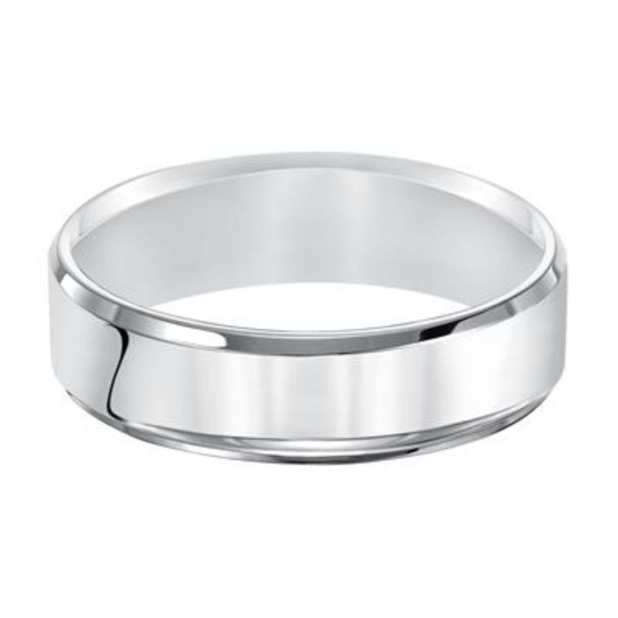 Jewelry Frederick Goldman | Men'S 7Mm Platinum Beveled Edge Wedding Band