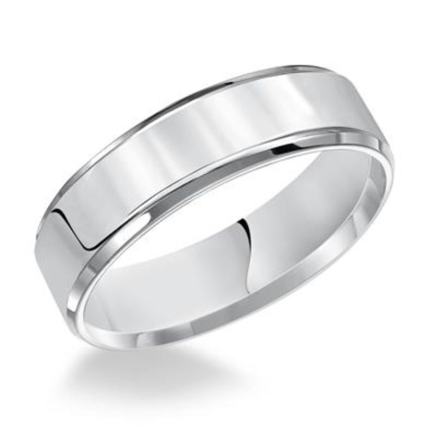 Jewelry Frederick Goldman | Men'S 7Mm Platinum Beveled Edge Wedding Band