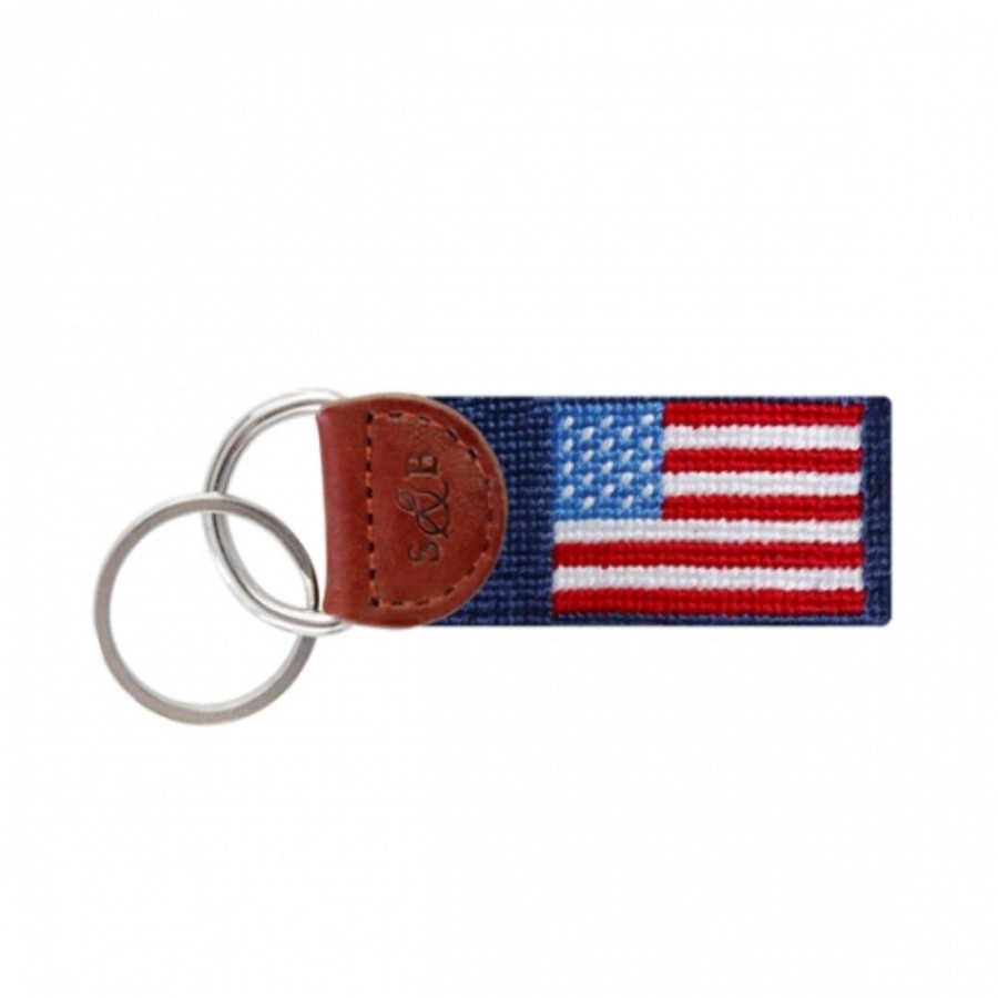 Gifts Smathers u0026 Branson | Smathers & Branson American Flag Needlepoint Key Fob - Dark Navy