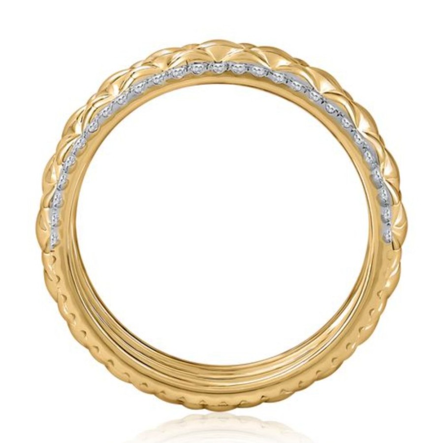 Jewelry A. JAFFE | A. Jaffe Quilted Band With Diamond Edging