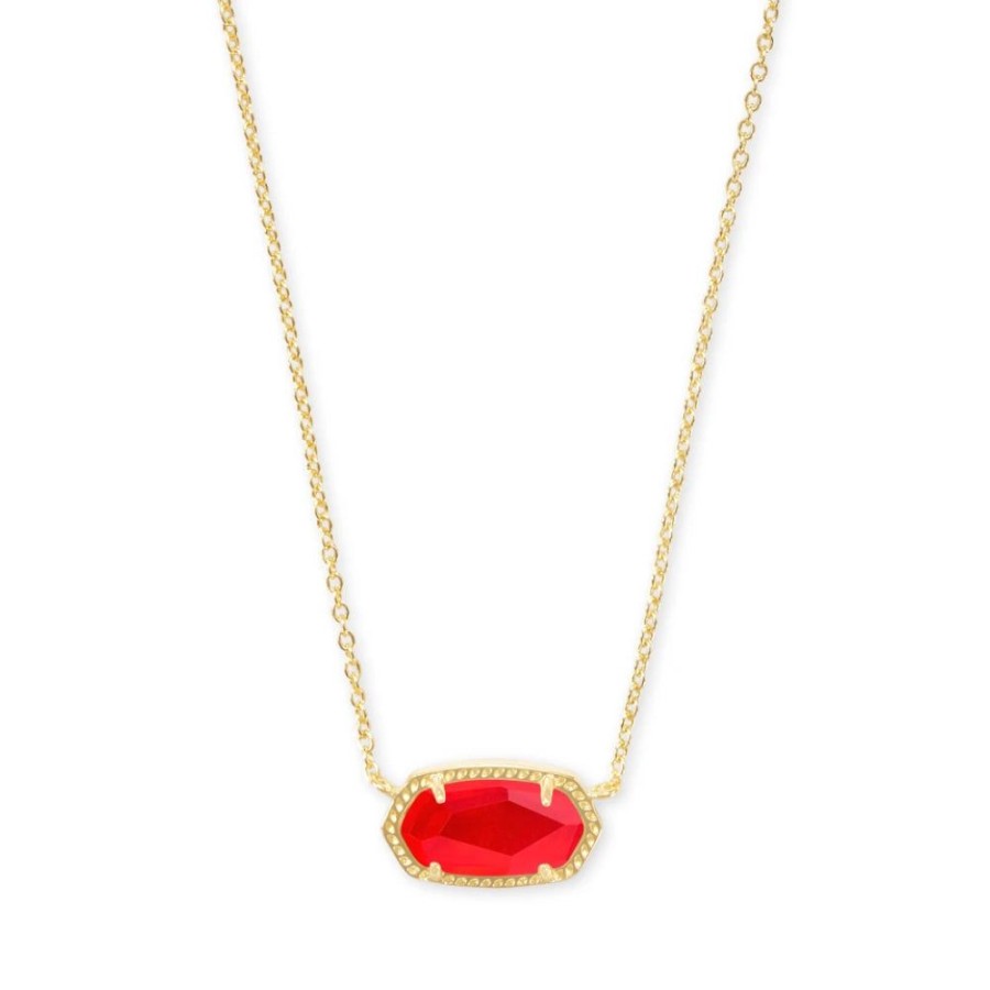 Jewelry Kendra Scott | Kendra Scott Elisa Gold Pendant Necklace In Red Illusion