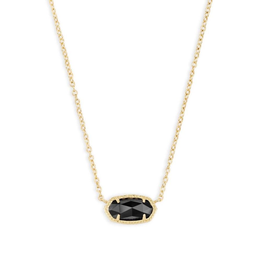 Jewelry Kendra Scott | Kendra Scott Elisa Gold Pendant Necklace In Black Opaque Glass